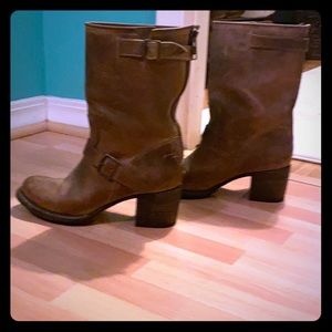 Brown leather boots